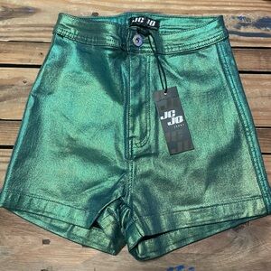 Green metallic shorts